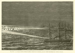 La ville de Sousse (Tunisie) éclairée, pendant son occupation, par les fanaux électriques des navires français - French School